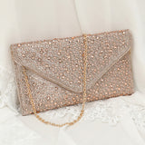 Glamorous Elegance – Bling Stone Studded Flap Evening Clutch / Crossbody Bag