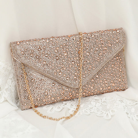 Glamorous Elegance – Bling Stone Studded Flap Evening Clutch / Crossbody Bag