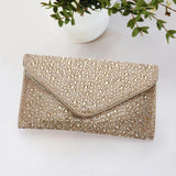 Glamorous Elegance – Bling Stone Studded Flap Evening Clutch / Crossbody Bag