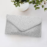 Glamorous Elegance – Bling Stone Studded Flap Evening Clutch / Crossbody Bag