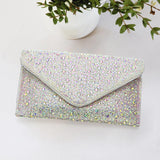 Glamorous Elegance – Bling Stone Studded Flap Evening Clutch / Crossbody Bag