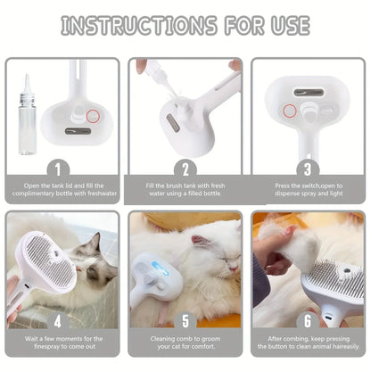 Water Mist Pet Grooming Comb – Anti-Static Hair Remover for Cats & Dogs